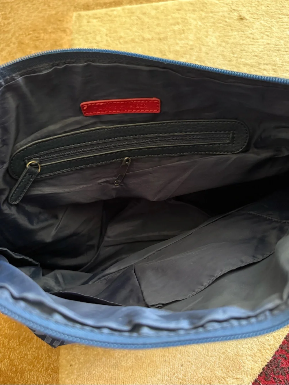 Tommy Hilfiger Blue Canvas Patterned Women's Shoulder Bag hobo tote